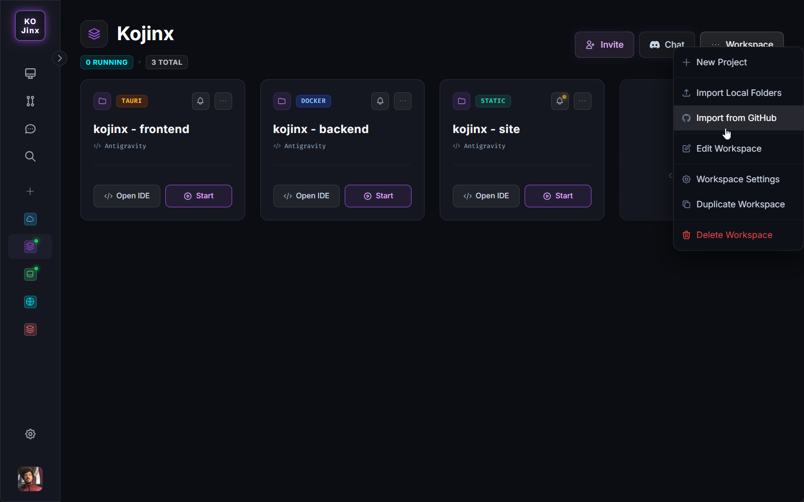Kojinx GitHub Import